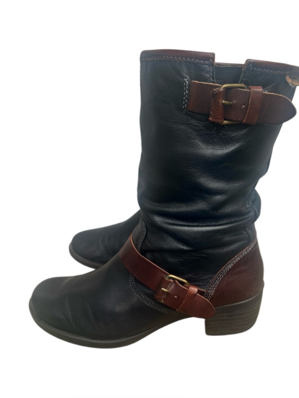 Pikolinos Le Mans Mid-calf moto-style slouched shaft Leather Boots. Size 39